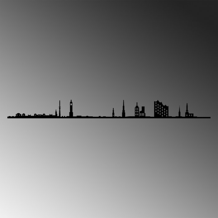 Wallity Hamburg Skyline Escultura de pared negra